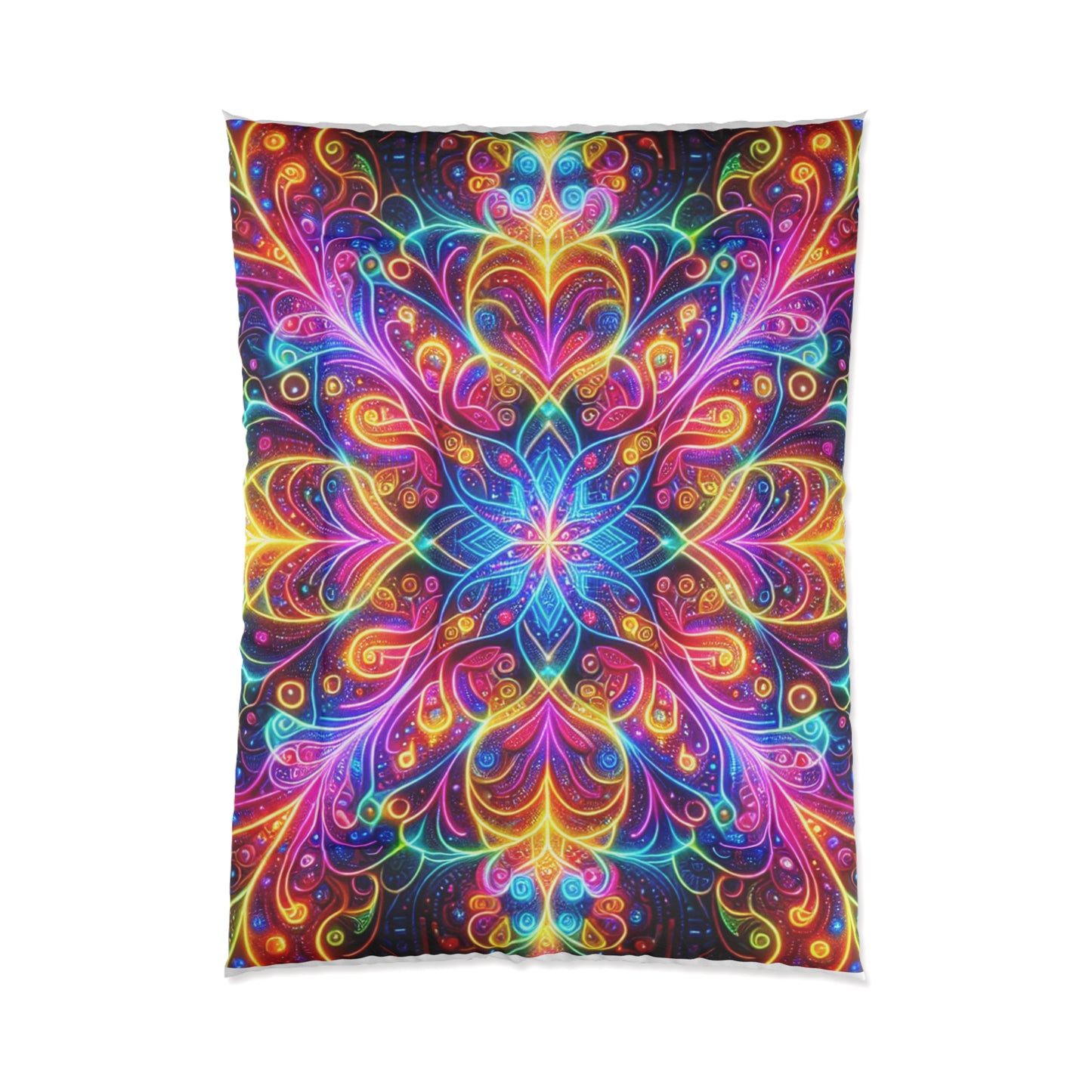 Psychedelic Rainbow Infinity Fantasia. Trippy Infinity Patterns Comforter Blanket