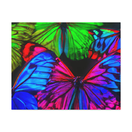 "Electric Dreamer's Dance" Neon Butterflies  Art Canvas