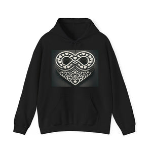 "Boundless Love: An Ode to Eternity" - Trippy Infinite Love Heart Patterns Black Unisex Hoodie