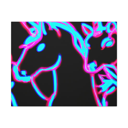 Vibrant Neon Dreamscape NEON Unicorns Art Canvas