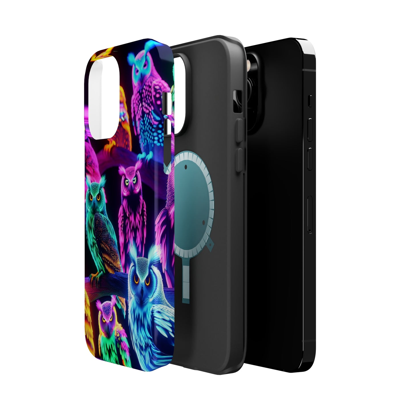 Neon Night Owls. Neon Owls Premium Art Magsafe Magnet Tough IPhone 13 14 15 Pro Plus Max and Mini in Matte and Glossy Phone cases