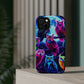 "Neon Splash of Owls" Neon Owls Premium Art Magsafe Magnet Tough IPhone 13 14 15 Pro Plus Max and Mini in Matte and Glossy Phone cases