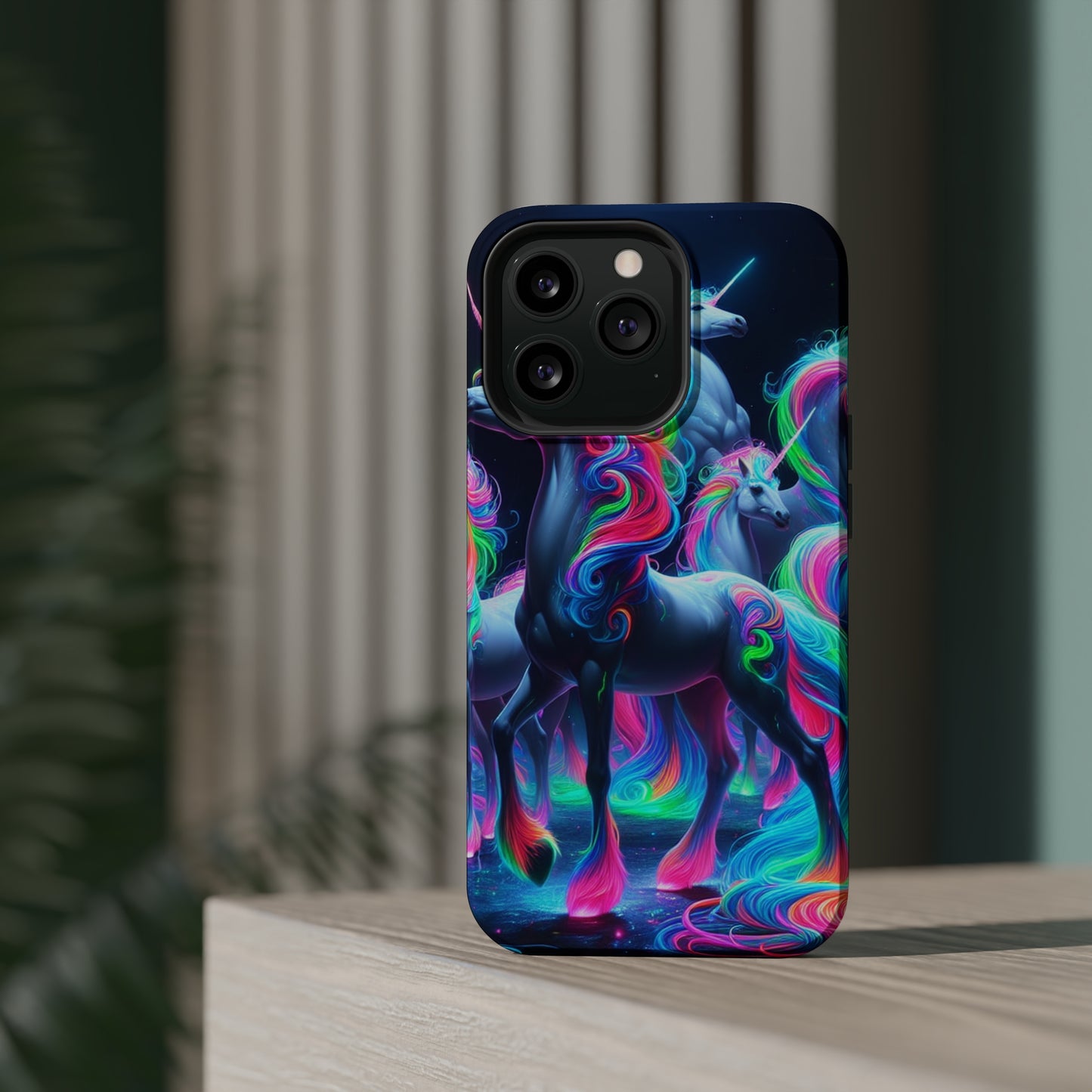 Neon Unicorn Prism. Neon Unicorns Premium Art Magsafe Magnet Tough IPhone 13 14 15 Pro Plus Max and Mini in Matte and Glossy Phone cases