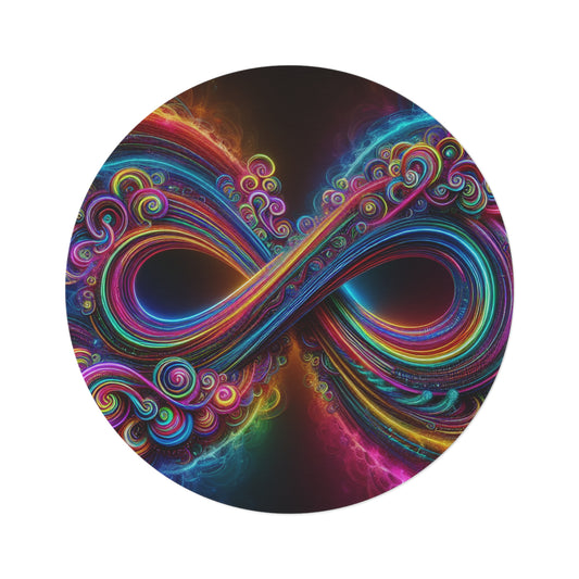 Neon Fantasia Infinity Bliss. Infinity Patterns Round Rug