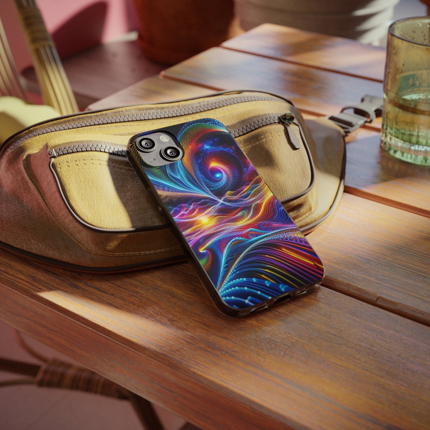 Neon Vortex. Infinity Patterns Art Polycarbonate Phone Case