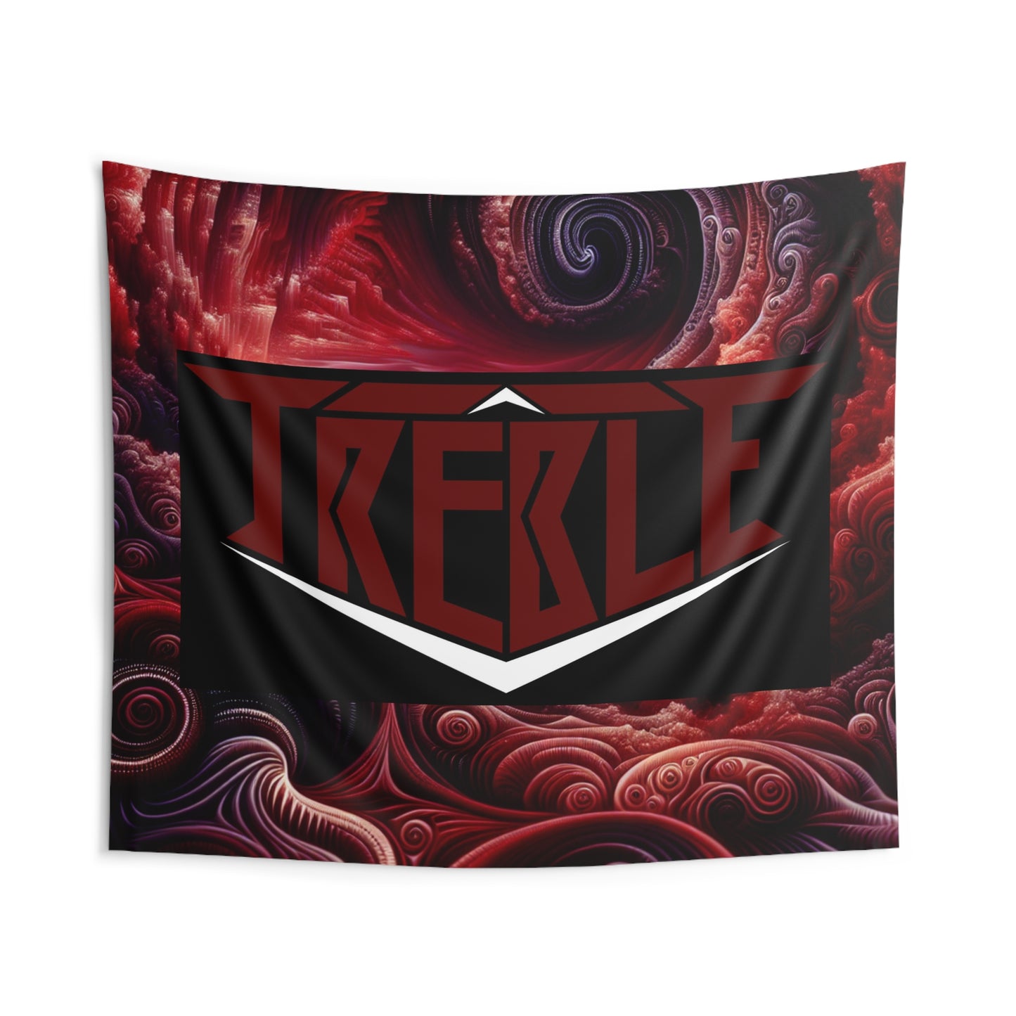Treble Red Wine and Black Trippy Infiniti Red & Black Infinity Patterns Art Tapestry
