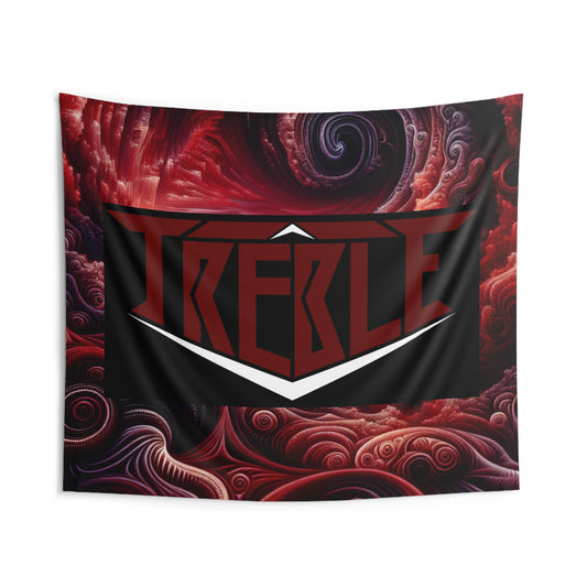 Treble Red Wine and Black Trippy Infiniti Red & Black Infinity Patterns Art Tapestry