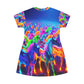 "Neon Mystic Majesties" Neon Unicorns Womans T Shirt Dress