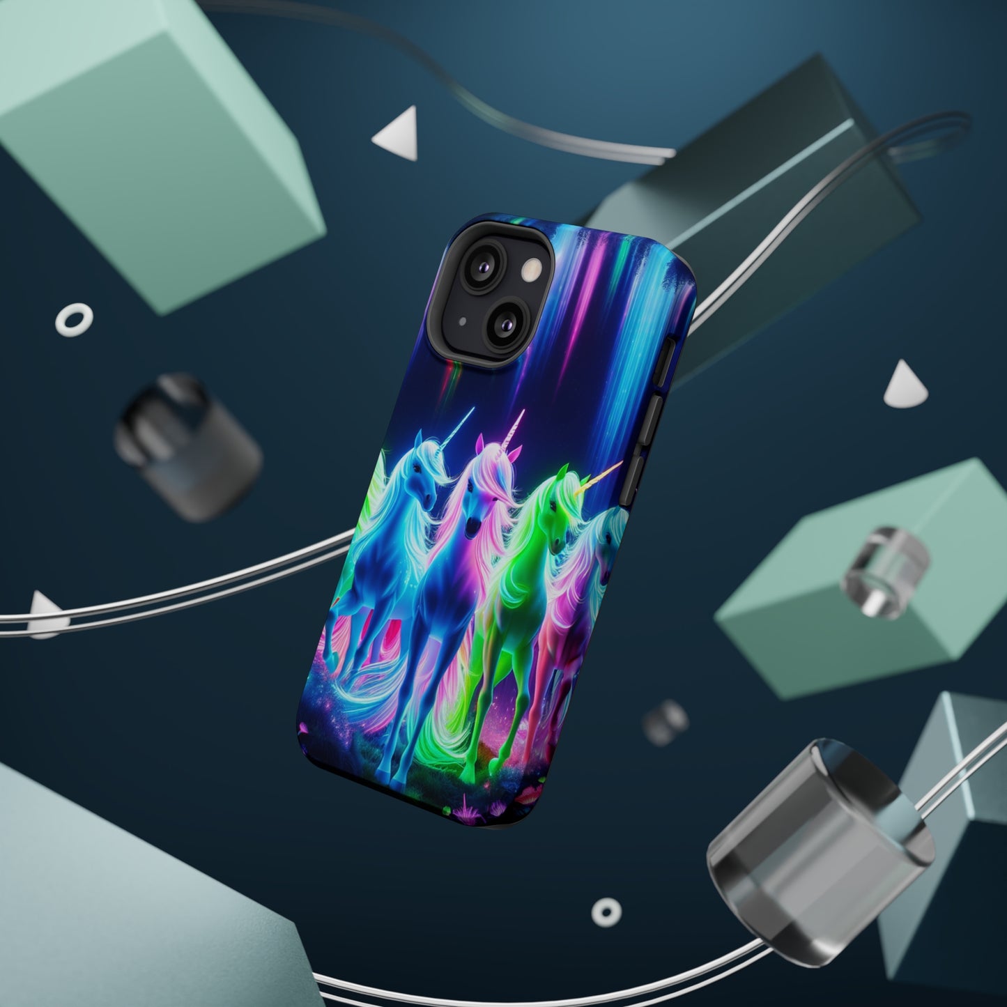 Neon Unicorn Pods. Neon Unicorns Premium Art Magsafe Magnet Tough IPhone 13 14 15 Pro Plus Max and Mini in Matte and Glossy Phone cases