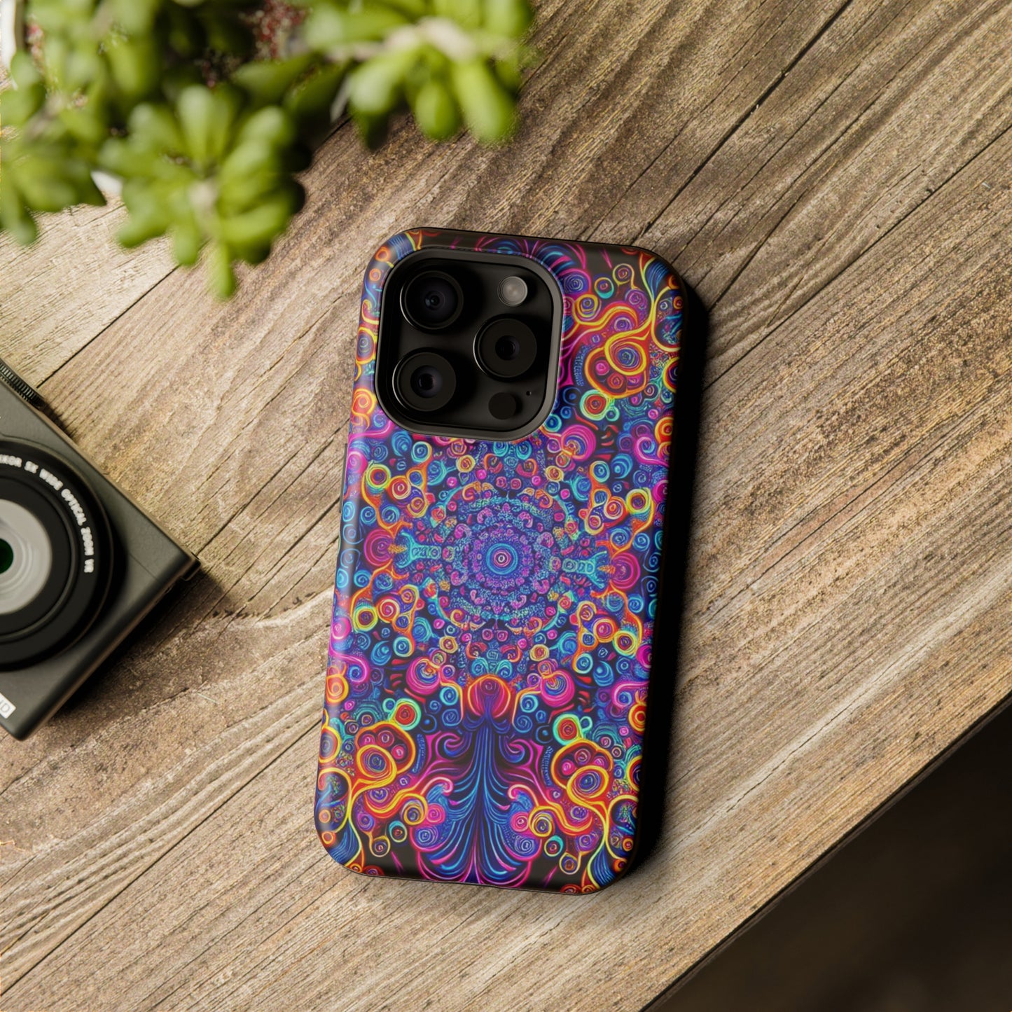 Vibrant Infinity Aurora. Neon Trippy Infinity Patterns Premium Art Magsafe Magnet Tough IPhone 13 14 15 Pro Plus Max and Mini in Matte and Glossy Phone cases