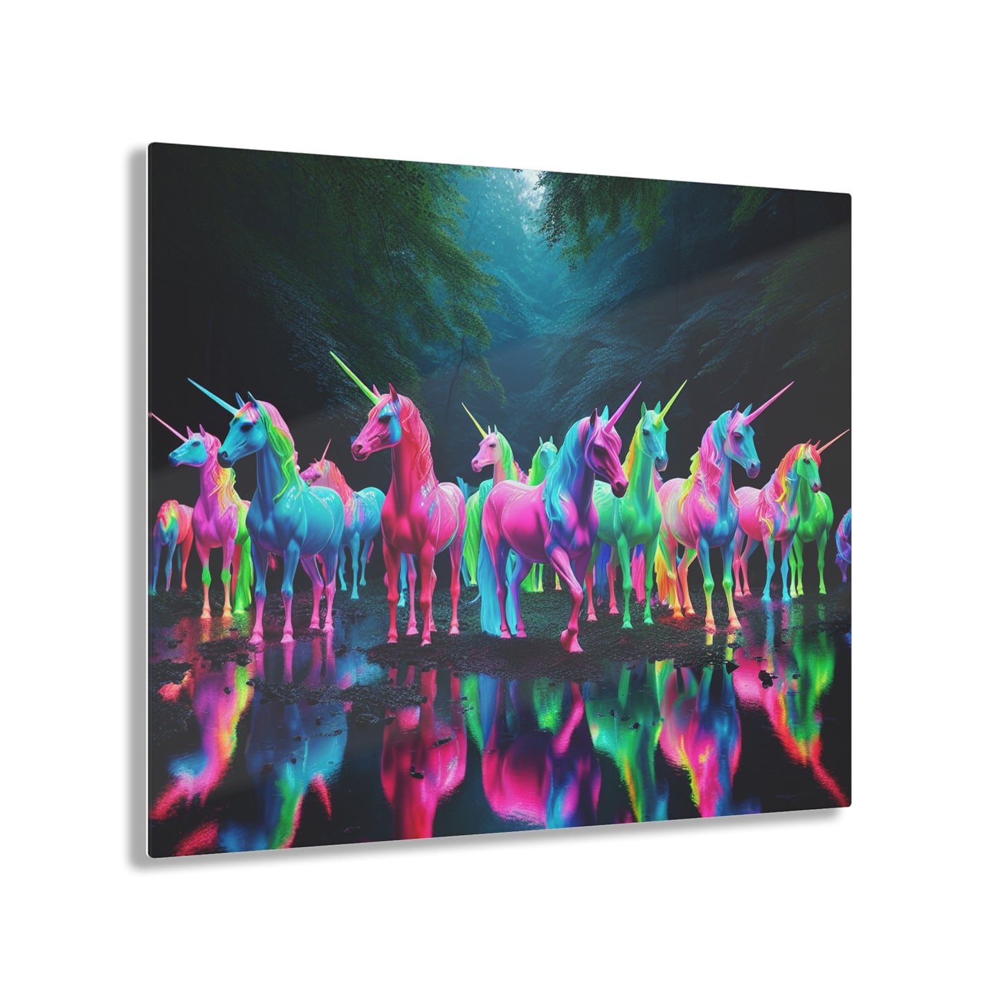 "Fantastical Flash of Unicorns" NEON Unocrons Art 1/4" Glossy Acrylic Art