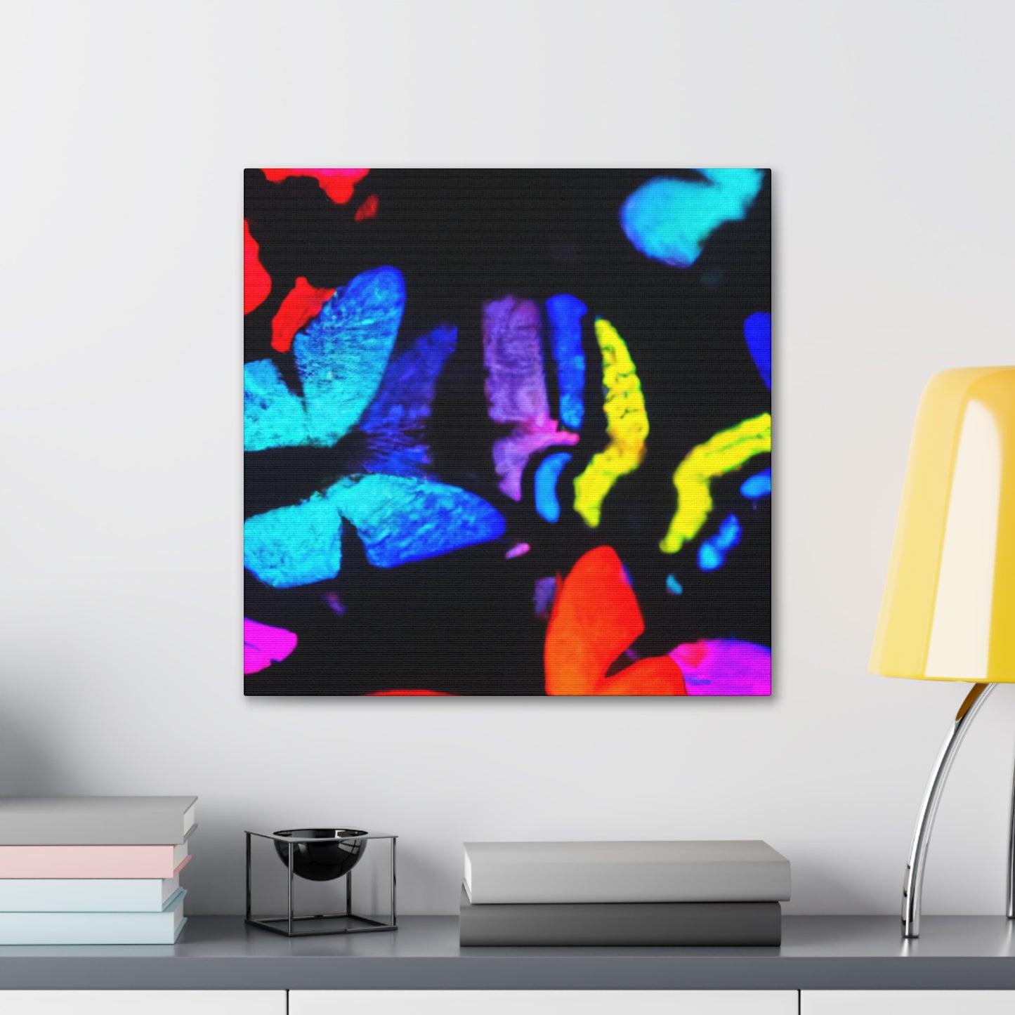 "Fantasia of Flutterbyes" Neon Butterflies  Art Canvas