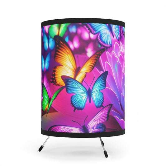 "Glowing Flutterbies" - NEON Butterflies Art Tripod Lamp
