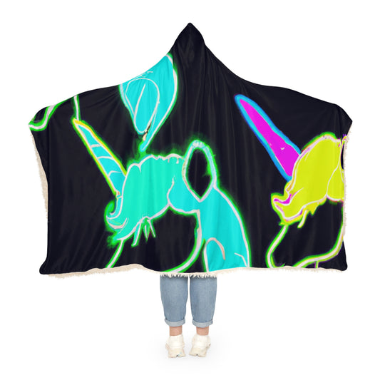 'Neon Dreams' - NEON Unicorns Art Hooded Snuggle Blanket