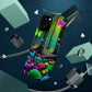 "Neon Garden Symphony". Neon Butterflies and Mushrooms Premium Art Magsafe Magnet Tough IPhone 13 14 15 Pro Plus Max and Mini in Matte and Glossy Phone cases