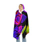"Neon Swirls of Light" - NEON Butterflies Art Hooded Snuggle Blanket