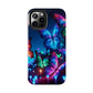 "Electric Morpho Rain" NEON Butterflies Tough Phone Case Iphone  7 8 9 10 11 12 13 14 SE X XR XS Pro Max Mini Plus
