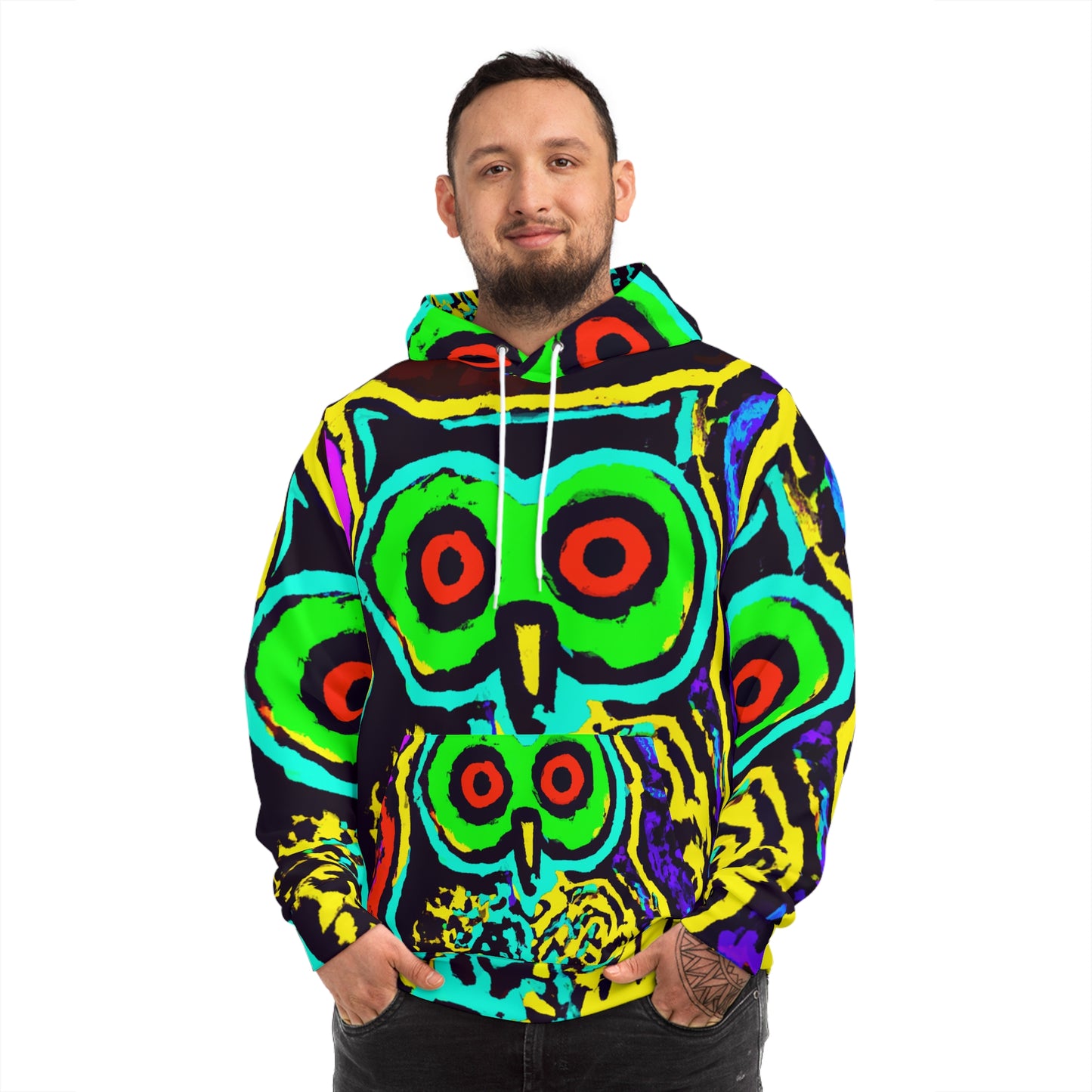 "Neon Owl Assembly" - NEON Owls AOP Hoodie