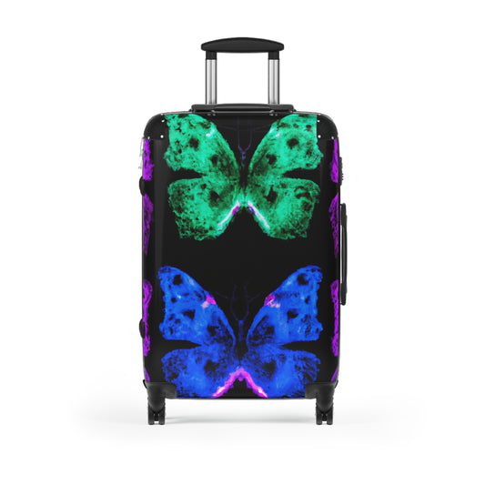 Vivid Neon Butterfly Glint - Neon Butterflies  Suitcase