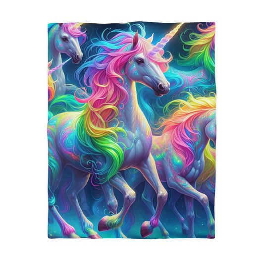 Giovanni Emilius - NEON Unicorns Microfiber Duvet Cover