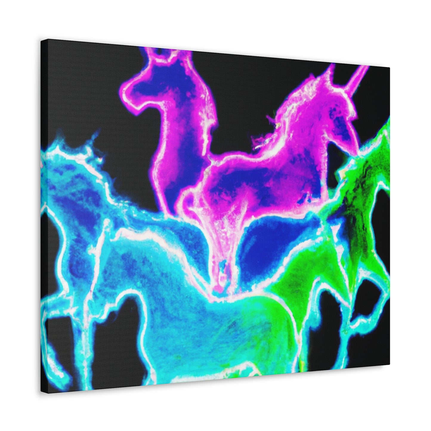 Neon Rainbow Unicorns NEON Unicorns Art Canvas