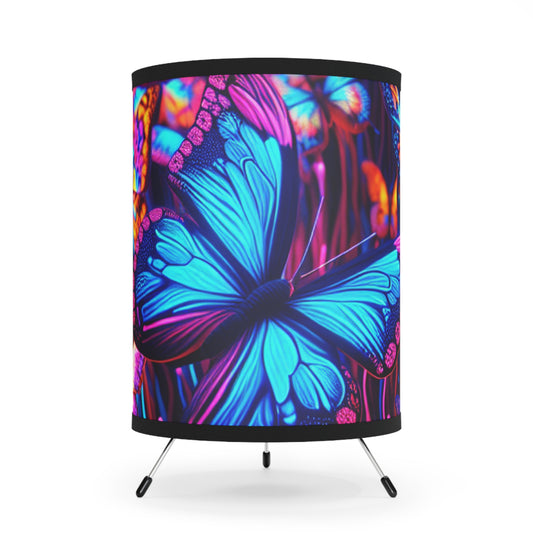 "Glowing Butterfly Symphony" - NEON Butterflies Art Tripod Lamp