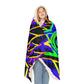 Neon Owls in Flight - NEON Owls Art Hooded Snuggle Blanket