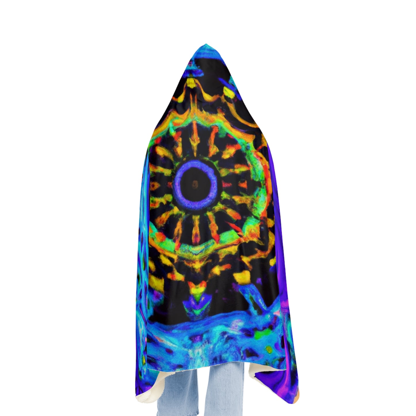 "The Neverending Rainbow" - NEON Infinity Patterns Art Hooded Snuggle Blanket