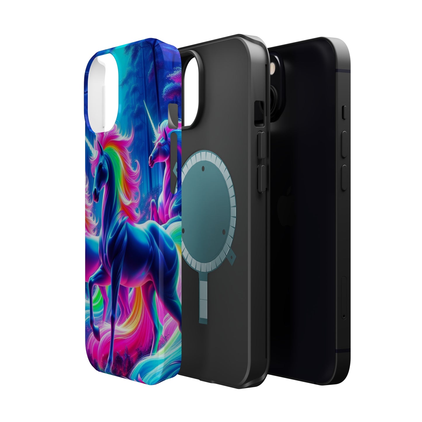 NeonNocturnals Neon Unicorns Premium Art Magsafe Magnet Tough IPhone 13 14 15 Pro Plus Max and Mini in Matte and Glossy Phone cases