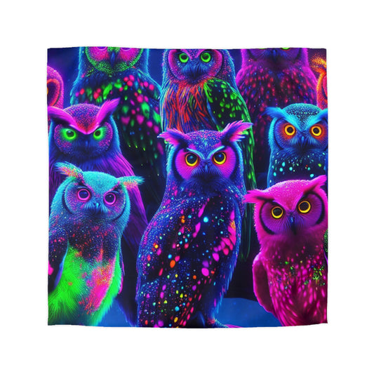 Garrod da Vinci - NEON Owls Microfiber Duvet Cover