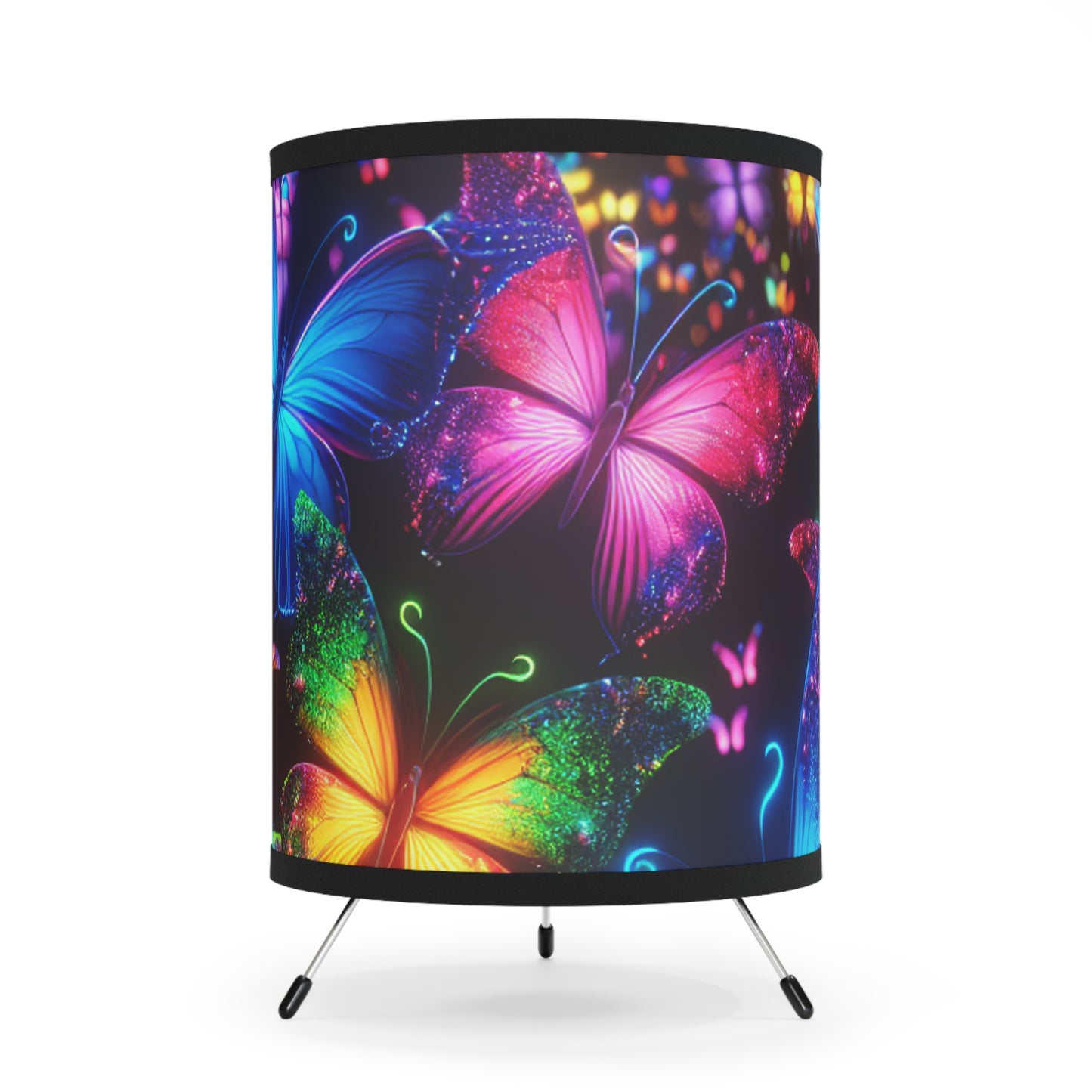 "Butterfly E-Luminescence" - NEON Butterflies Art Tripod Lamp
