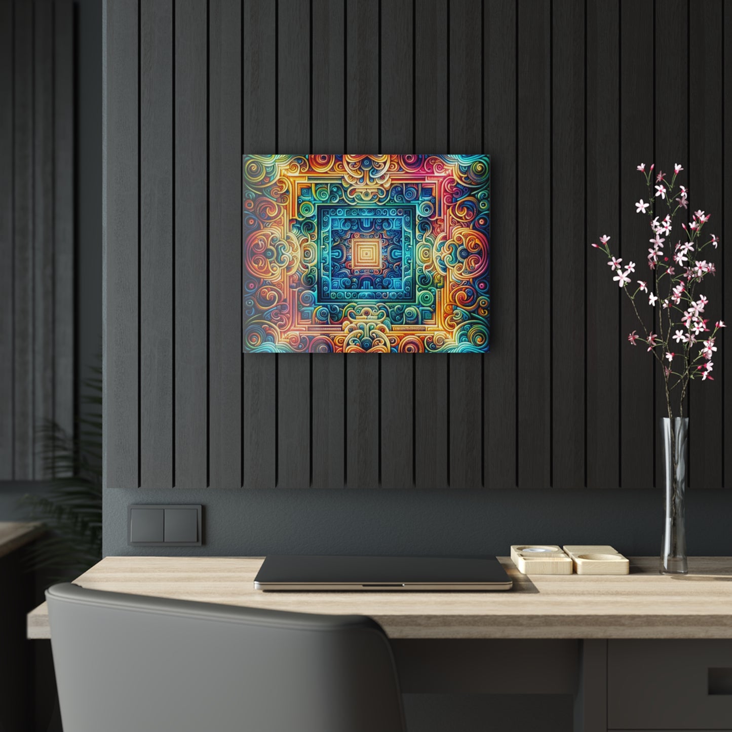 Neon Infinity Dreamscape. Trippy infity Pattern 1/4" Glossy Acrylic Art