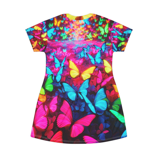 Neon Butterflies Spectacle. Neon Butterflies Womans T Shirt Dress