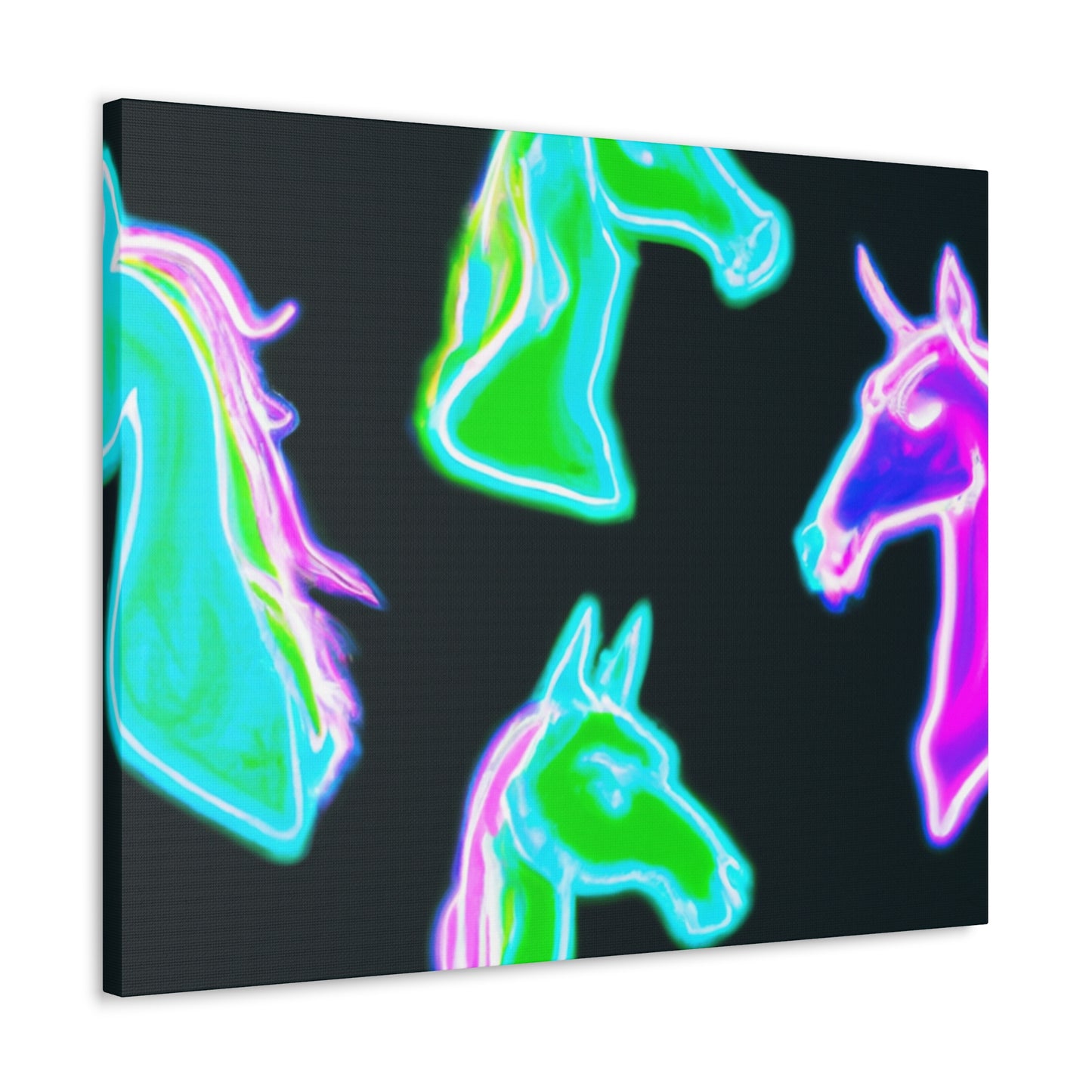 Vivid Nocturnal Unicorns. NEON Unicorns Art Canvas