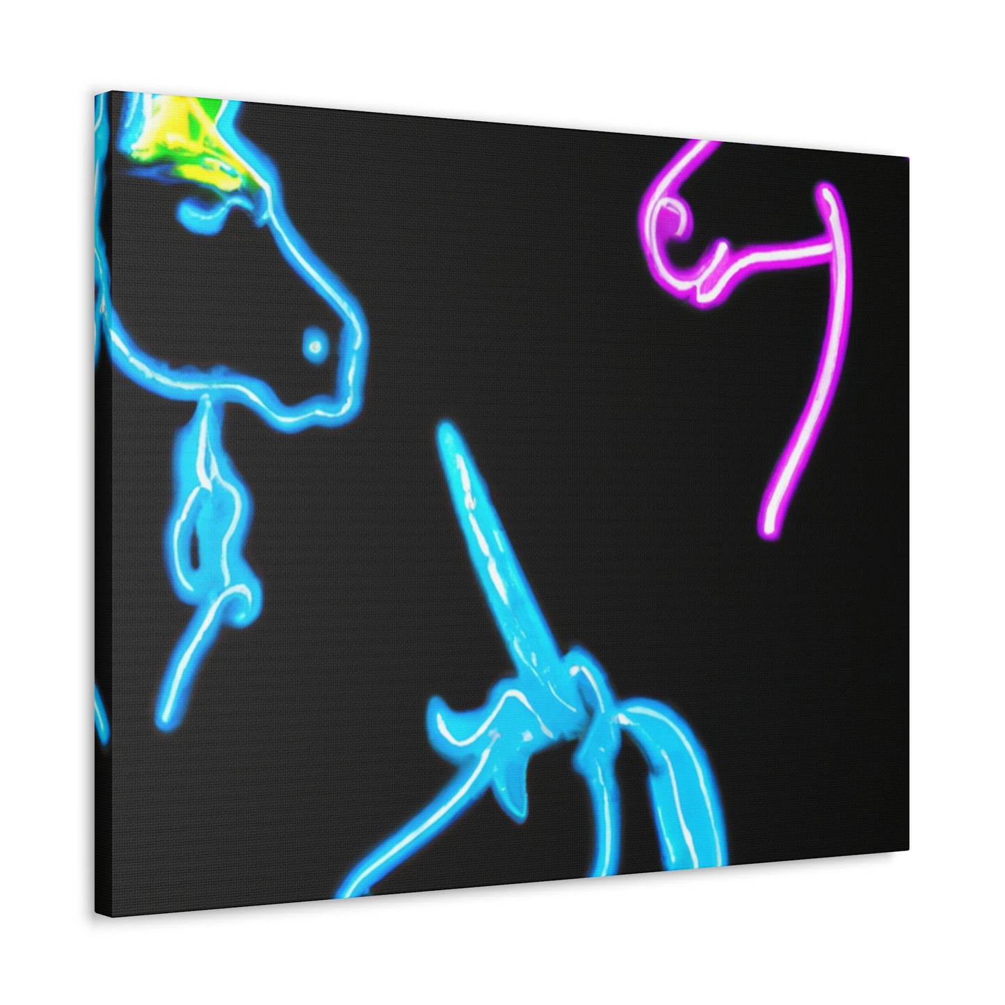 Vibrant Neon Fantasy NEON Unicorns Art Canvas