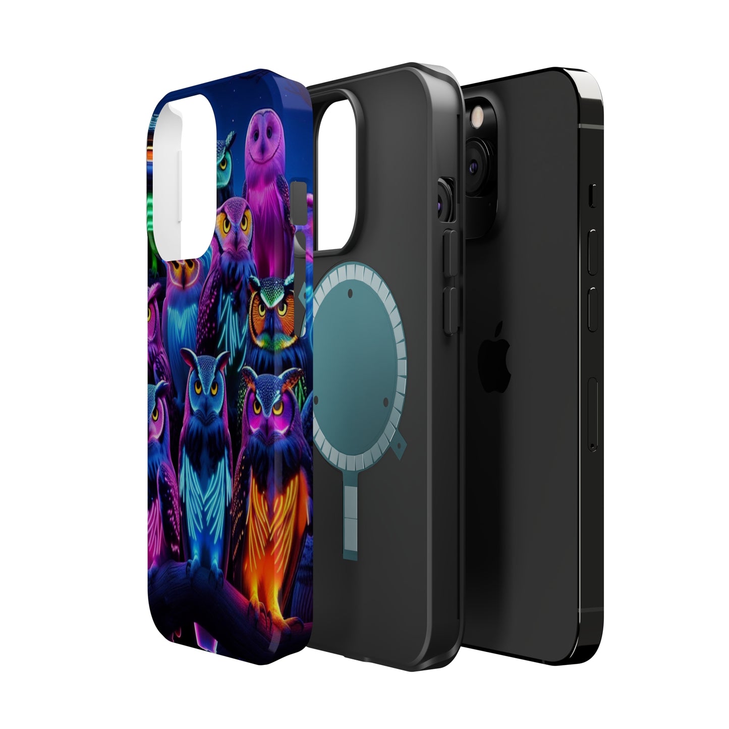 Neon Nocturne Owls. Neon Owls Premium Art Magsafe Magnet Tough IPhone 13 14 15 Pro Plus Max and Mini in Matte and Glossy Phone cases