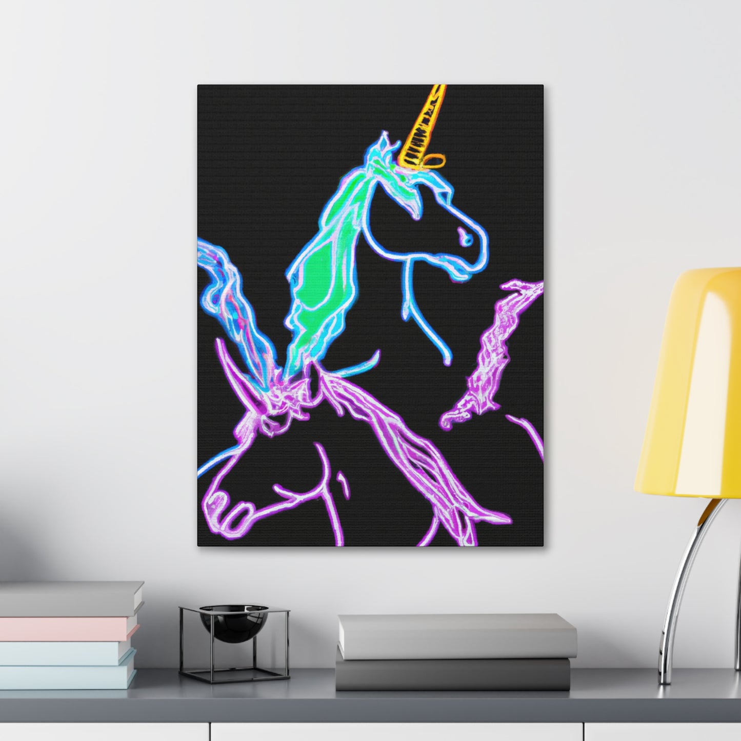 "Galactic Shebang of Neon Unicorns" NEON Unicorns Art Canvas