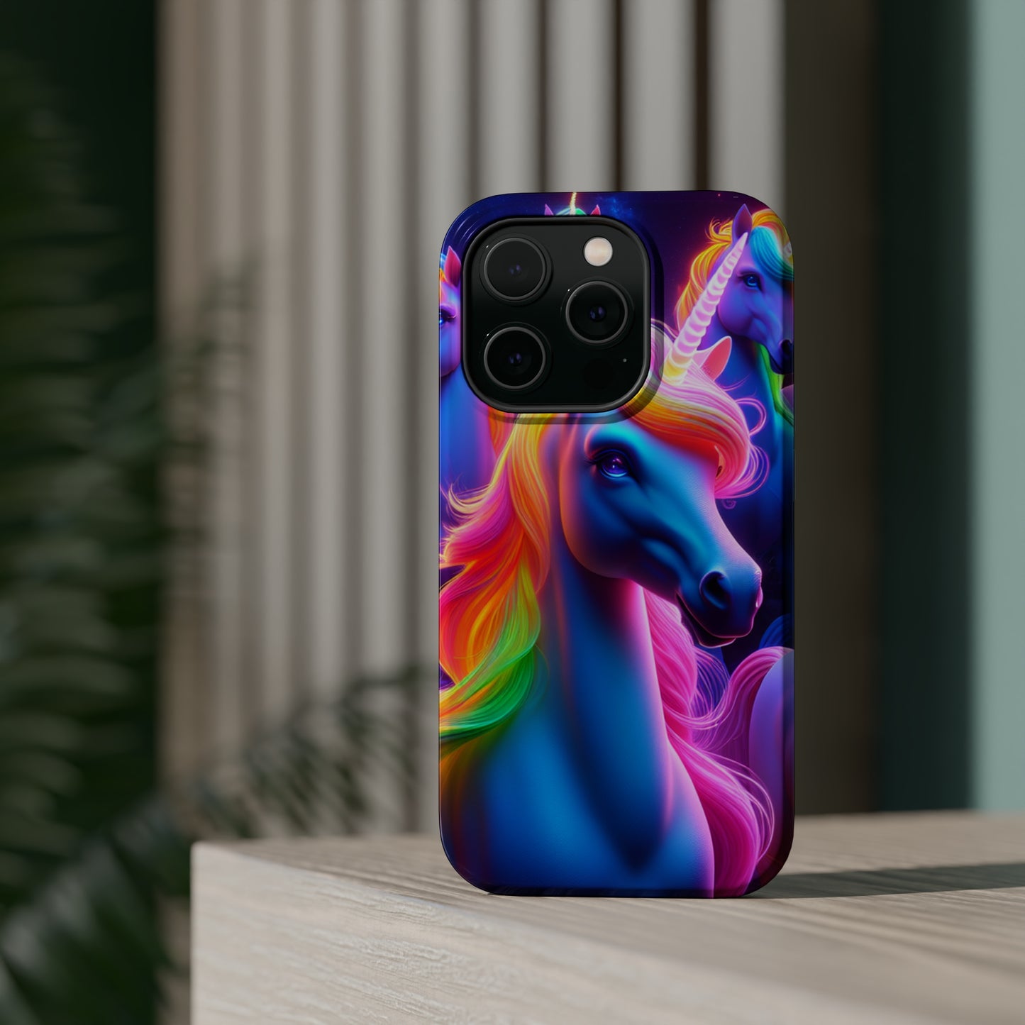 Neon Nighthorn Pride Neon Unicorns Premium Art Magsafe Magnet Tough IPhone 13 14 15 Pro Plus Max and Mini in Matte and Glossy Phone cases