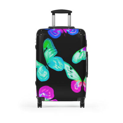 "Neon Butterfly Burst" - Neon Butterflies  Suitcase