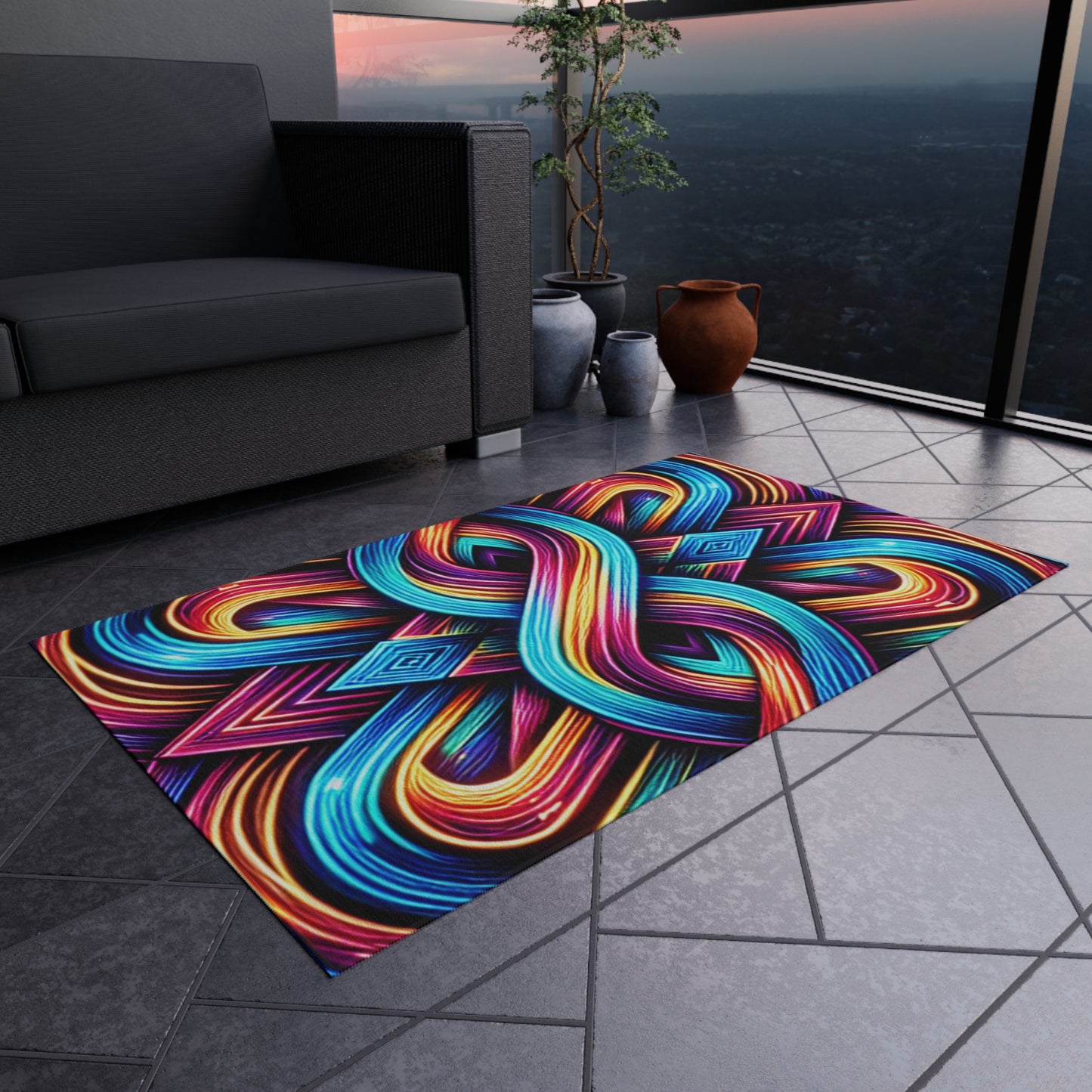 Interstellar Chromatopia. Infinity Patterns Outdoor Rug