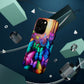 "Radiant Glowing Flight" Neon Butterflies Premium Art Magsafe Magnet Tough IPhone 13 14 15 Pro Plus Max and Mini in Matte and Glossy Phone cases