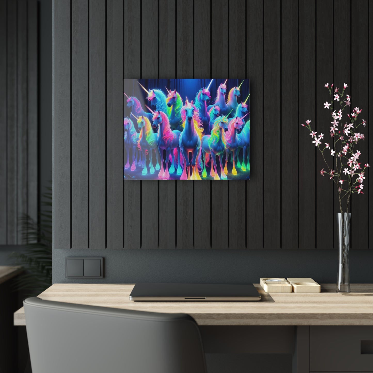 Cosmic Chromatic Unicorns. NEON Unocrons Art 1/4" Glossy Acrylic Art