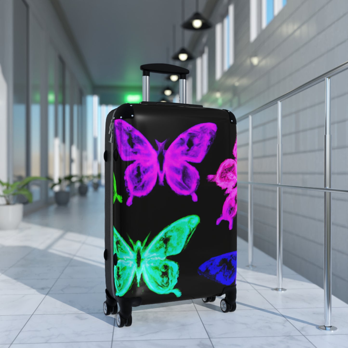 "Neon Flight Fantasia" - Neon Butterflies  Suitcase