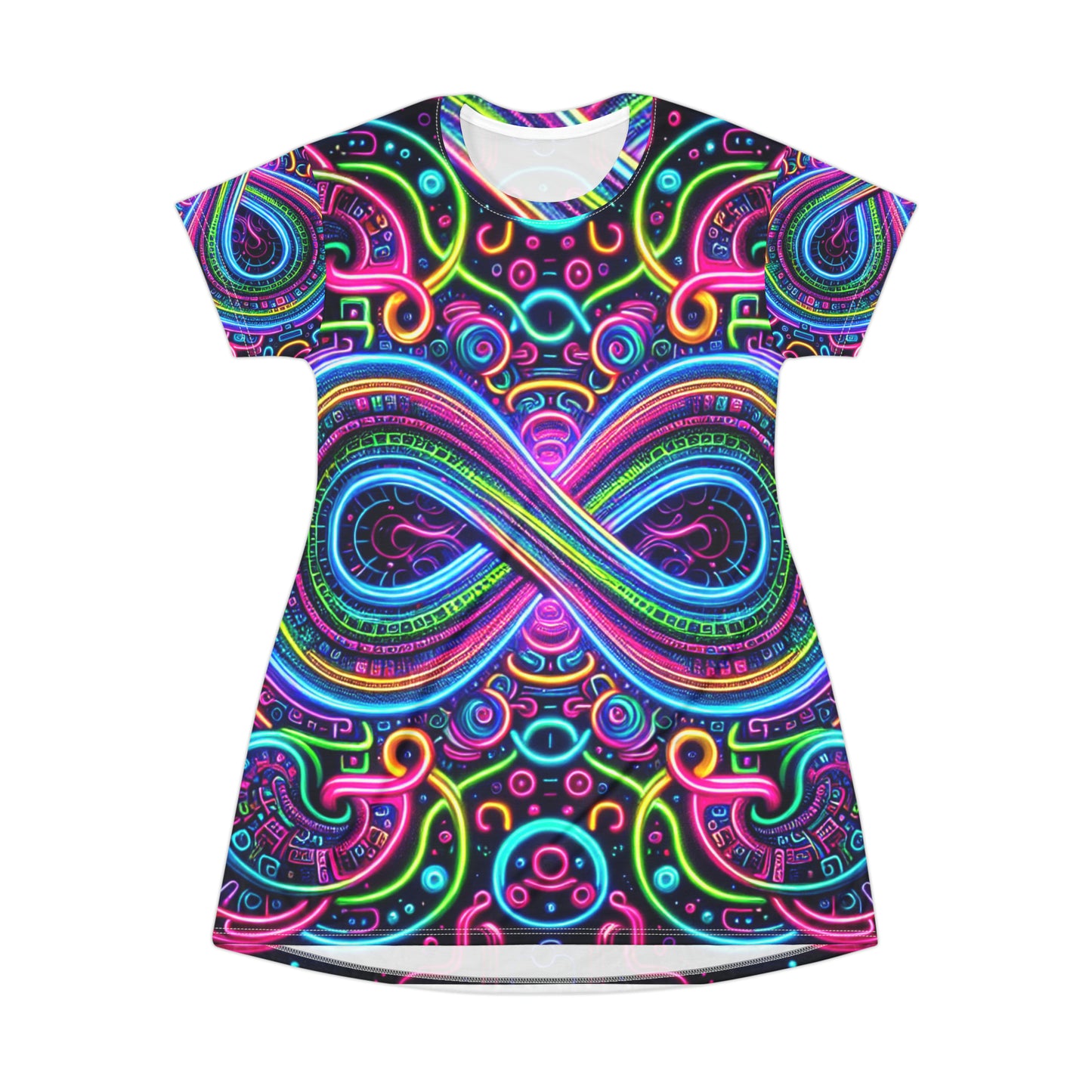 Vivid Neon Vortex Palette. Infinity Patterns Womans T Shirt Dress