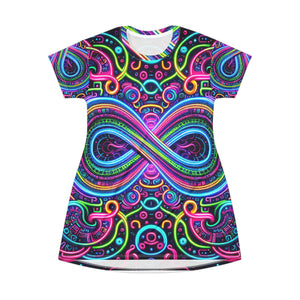 Vivid Neon Vortex Palette. Infinity Patterns Womans T Shirt Dress