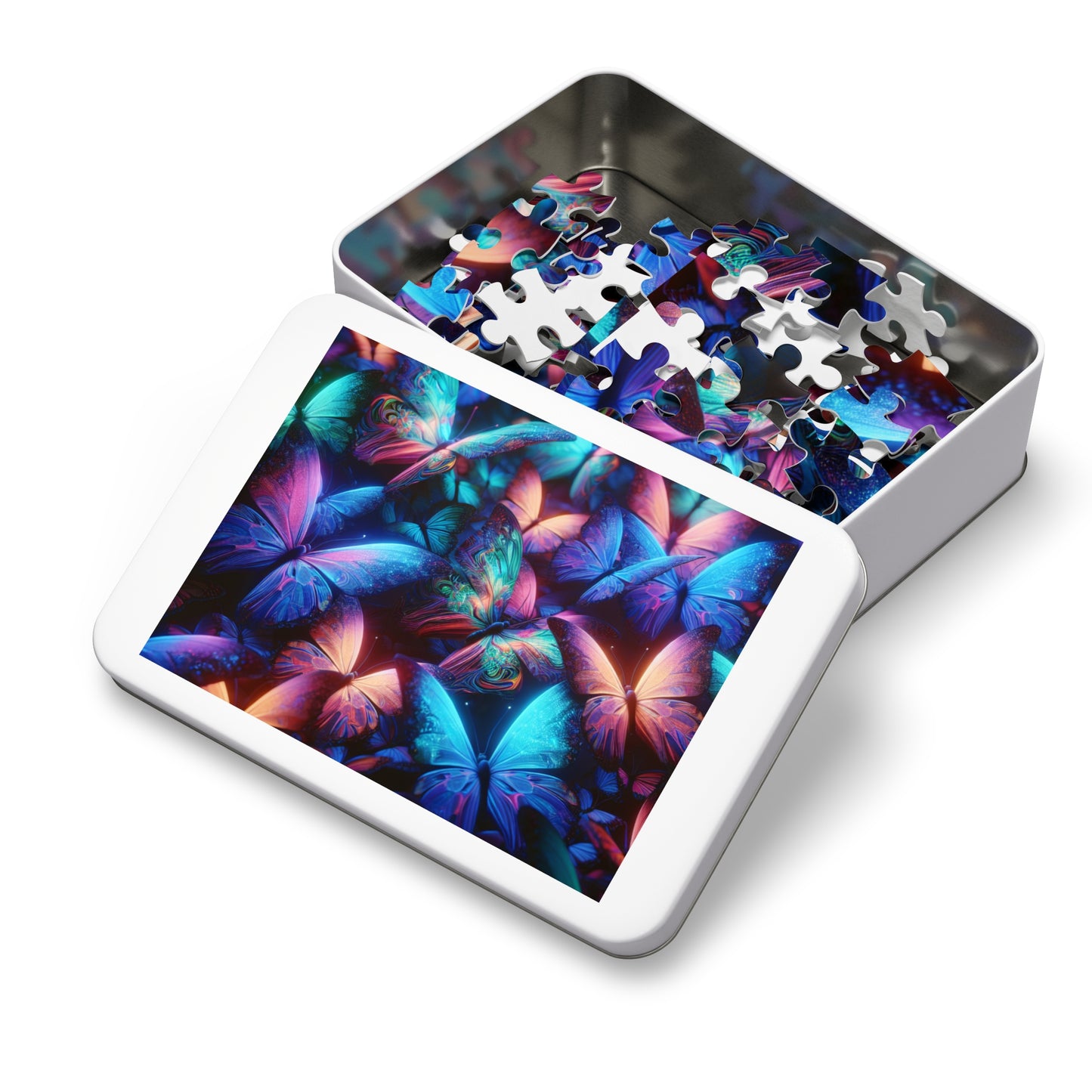 "Neon Flutter" - Neon Butterflies Puzzle30, 110, 252, and 1000 Pieces