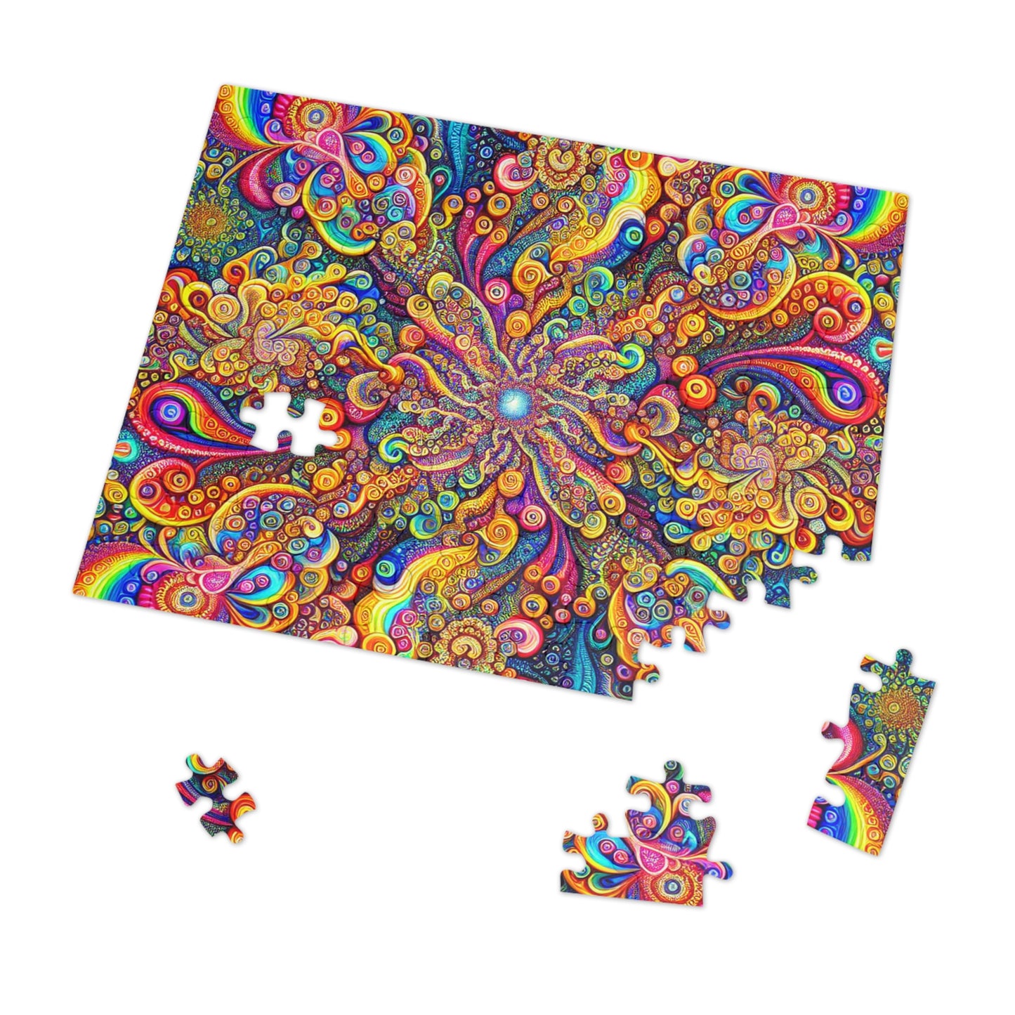 Neon Infinitude - Neon Trippy Infinity Patterns Puzzle 30, 110, 252, and 1000 Pieces