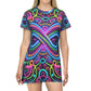 Vivid Neon Vortex Palette. Infinity Patterns Womans T Shirt Dress