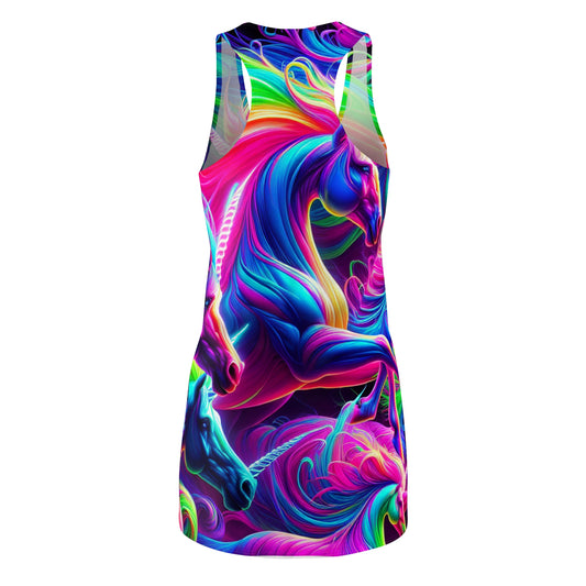 Neon Unicorn Rainbow Gala. Neon Unicorns Racerback Dress