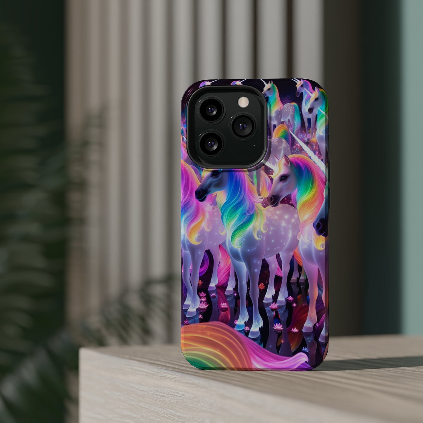 Neon Wonderland Unicorns Neon Unicorns Premium Art Magsafe Magnet Tough IPhone 13 14 15 Pro Plus Max and Mini in Matte and Glossy Phone cases